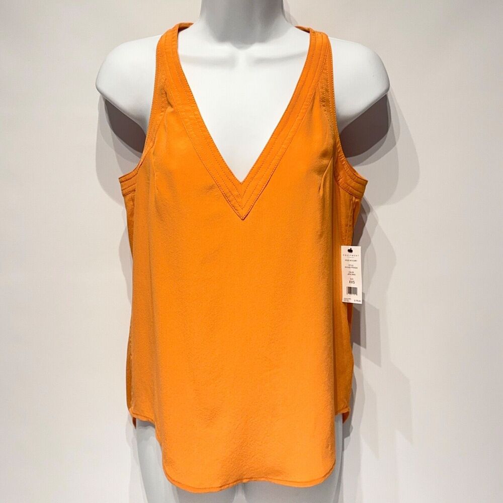 NWT $175 Equipment Femme Aylee 100% Silk Orange Tank Top Halloween Women Size XS